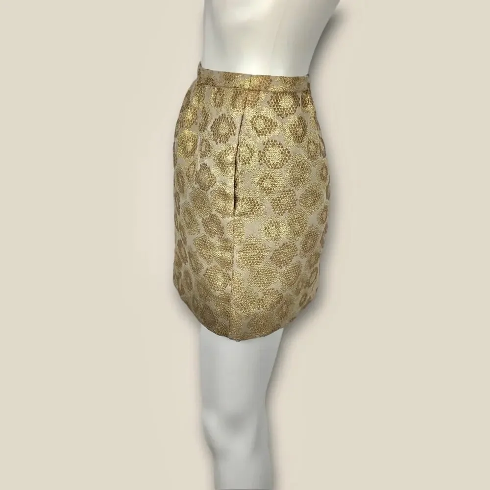 J. Crew Gold Metallic Mini Skirt Festive Size 2
